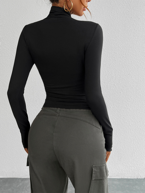 Tailored Long Sleeve Turtleneck Crop Top