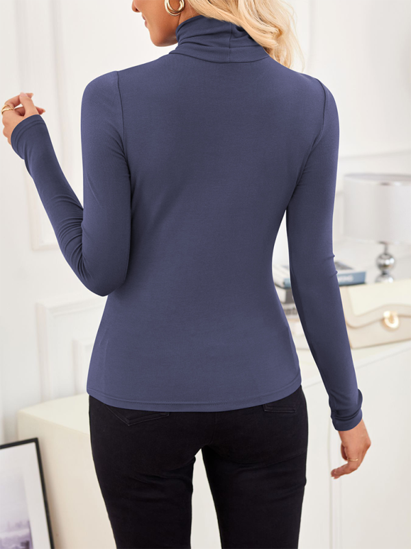 Fall Tops - Slim-Fit Turtleneck Top for Layering