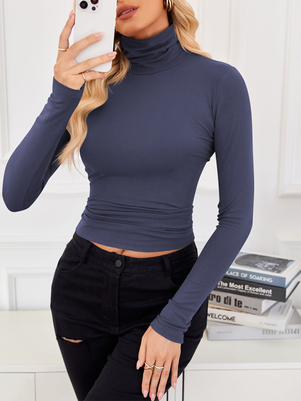 Fall Tops - Slim-Fit Turtleneck Top for Layering