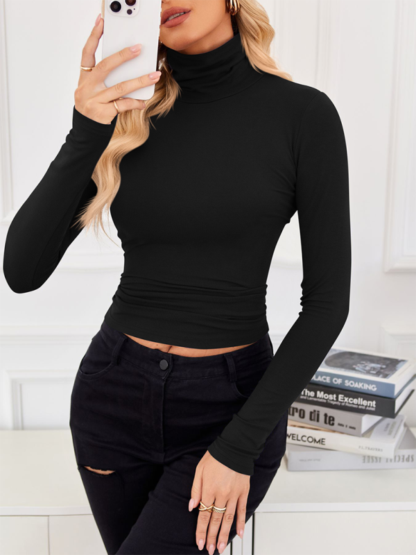 Fall Tops - Slim-Fit Turtleneck Top for Layering