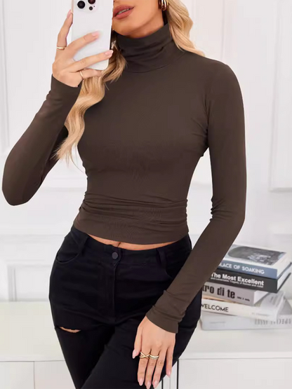 Fall Tops - Slim-Fit Turtleneck Top for Layering