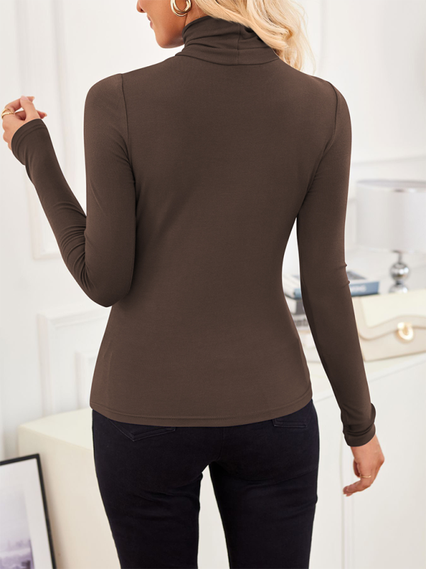 Fall Tops - Slim-Fit Turtleneck Top for Layering