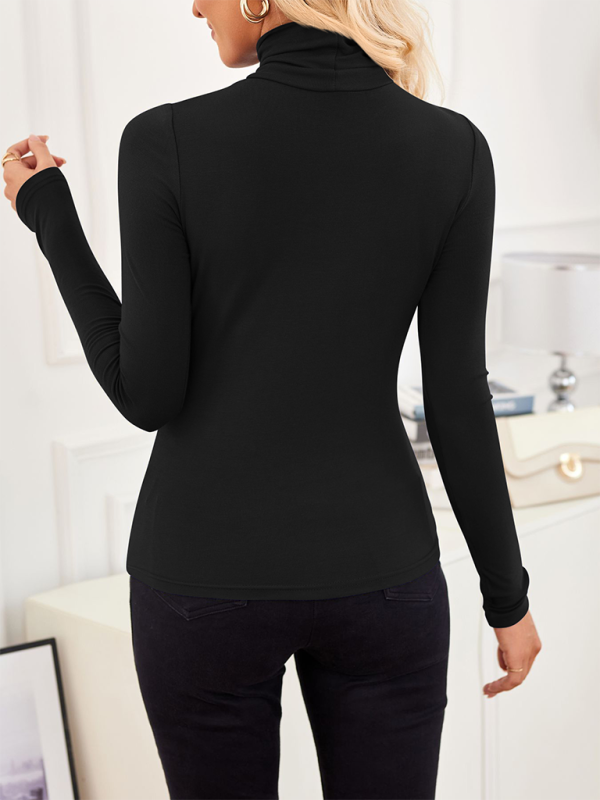 Fall Tops - Slim-Fit Turtleneck Top for Layering