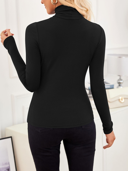 Fall Tops - Slim-Fit Turtleneck Top for Layering