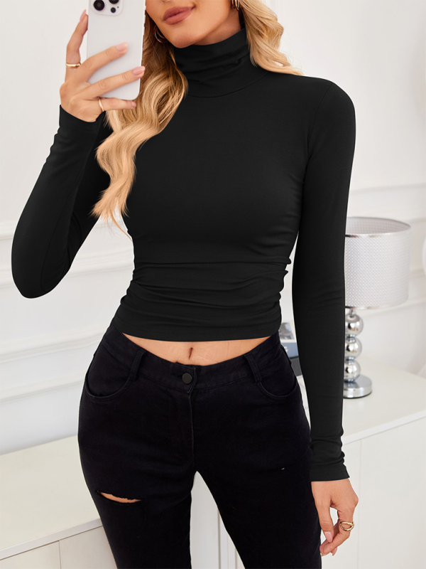 Fall Tops - Slim-Fit Turtleneck Top for Layering