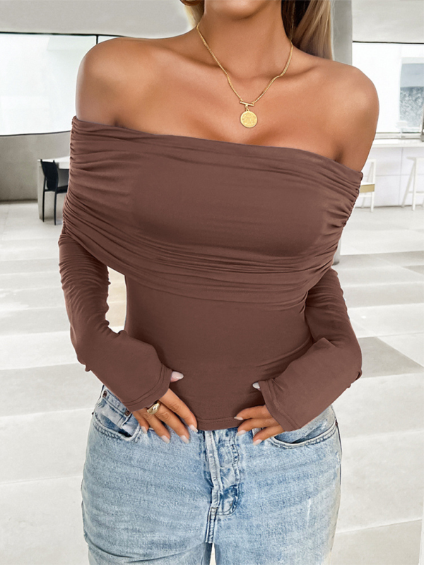 Essential Slim Fit Off-Shoulder-Herbsttop für Damen