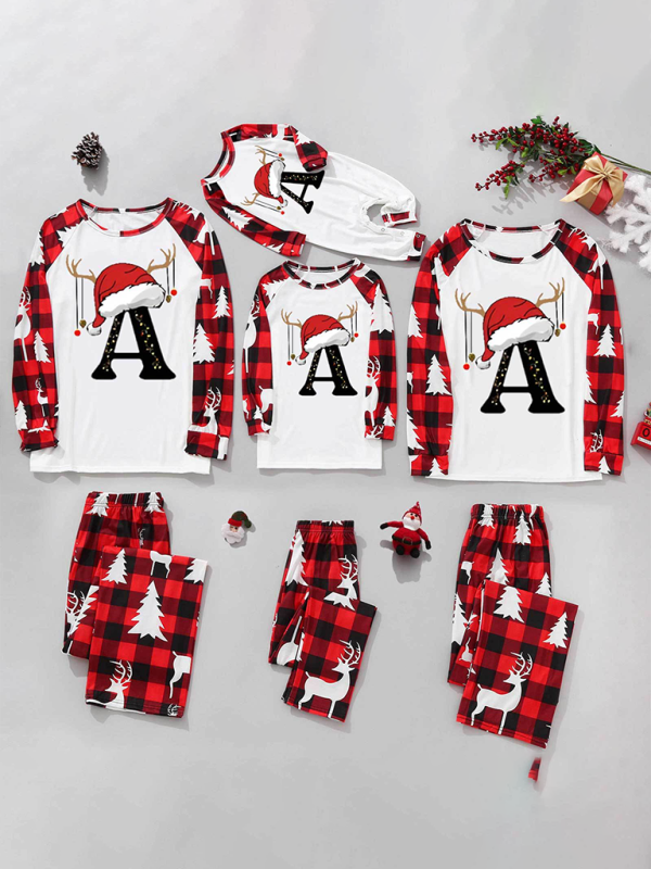 Family Pajamas - Pajamas Family Set: Santa’s Hat Alphabet Printed