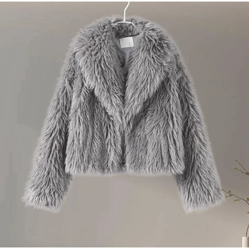 Faux Fur Jackets - Chic Shaggy Charm Jacket Faux Fur