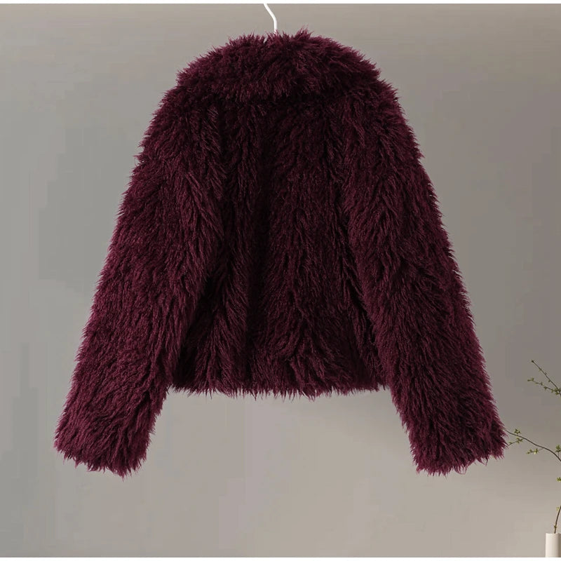 Faux Fur Jackets - Chic Shaggy Charm Jacket Faux Fur