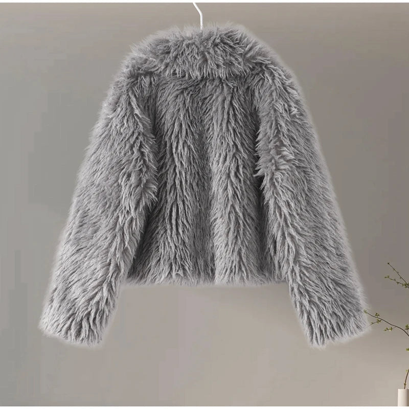 Faux Fur Jackets - Chic Shaggy Charm Jacket Faux Fur