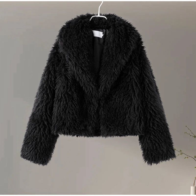 Faux Fur Jackets - Chic Shaggy Charm Jacket Faux Fur