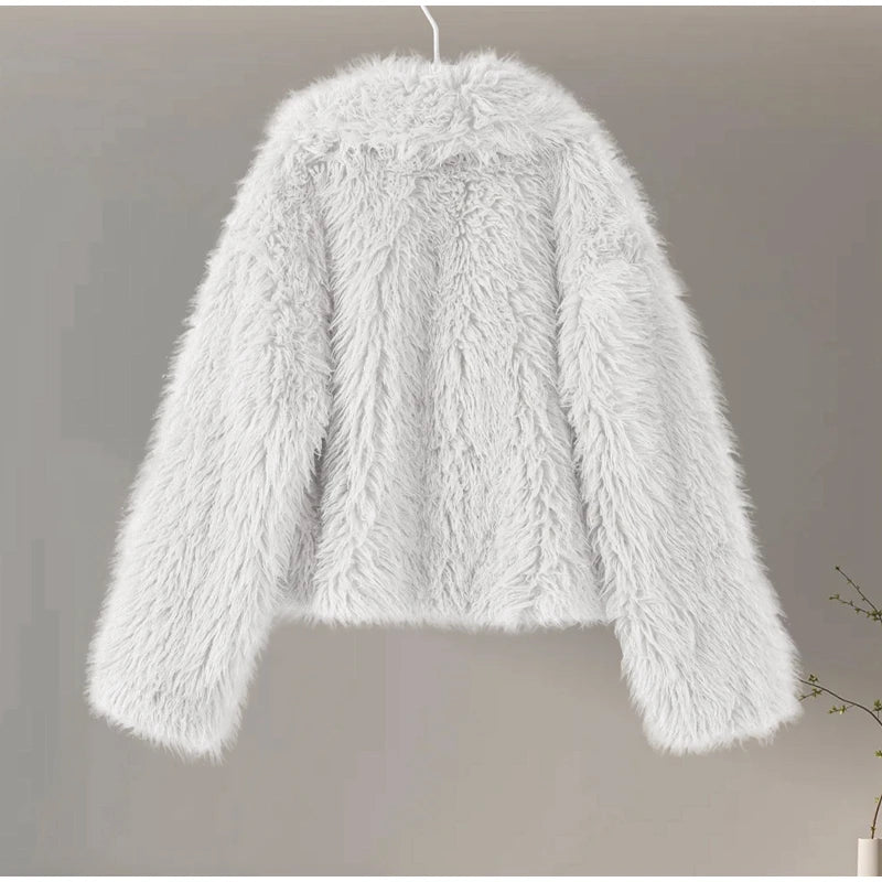 Faux Fur Jackets - Chic Shaggy Charm Jacket Faux Fur