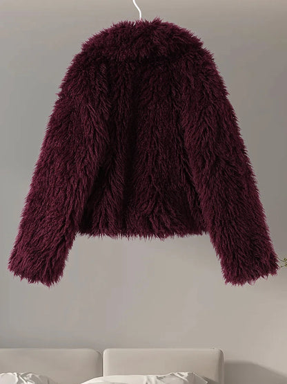 Faux Fur Jackets - Chic Shaggy Charm Jacket Faux Fur