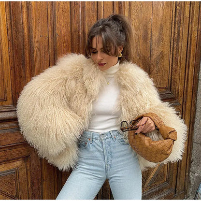 Faux Fur Jackets - Cuddle Puff Faux Fur Crop Jacket