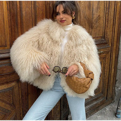 Faux Fur Jackets - Cuddle Puff Faux Fur Crop Jacket