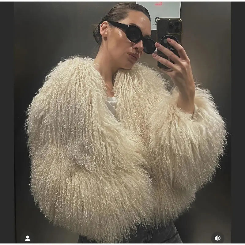 Faux Fur Jackets - Cuddle Puff Faux Fur Crop Jacket