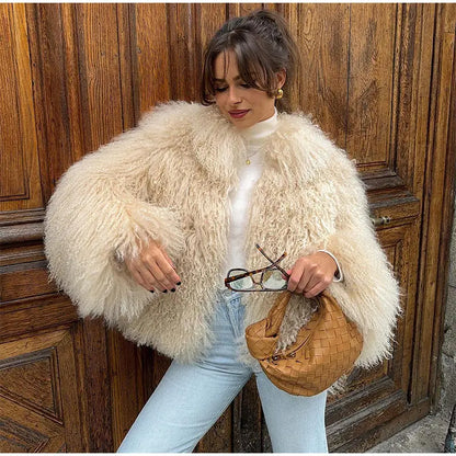 Faux Fur Jackets - Cuddle Puff Faux Fur Crop Jacket