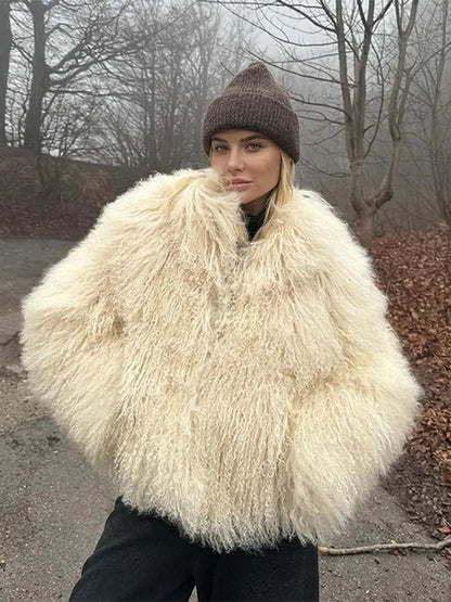 Faux Fur Jackets - Cuddle Puff Faux Fur Crop Jacket