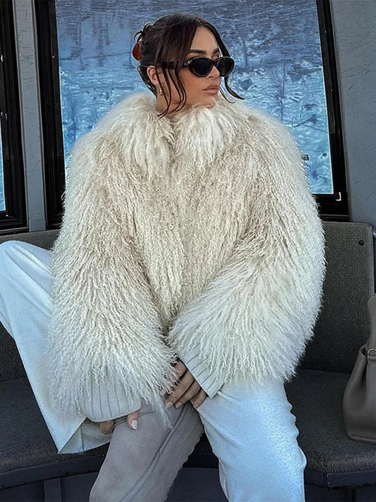 Faux Fur Jackets - Cuddle Puff Faux Fur Crop Jacket