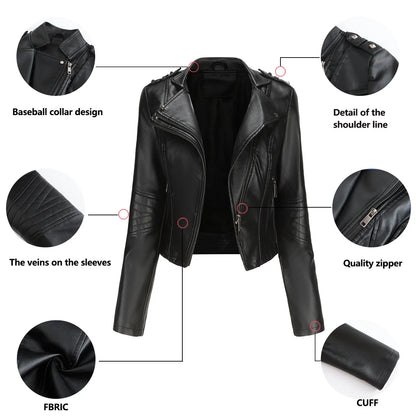 Faux Leather Jackets - Faux Leather Biker Urban Rider Moto Jacket