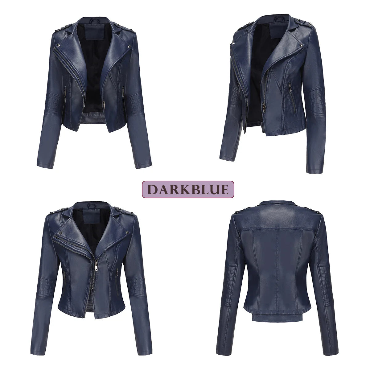 Faux Leather Jackets - Faux Leather Biker Urban Rider Moto Jacket