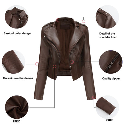 Faux Leather Jackets - Faux Leather Biker Urban Rider Moto Jacket