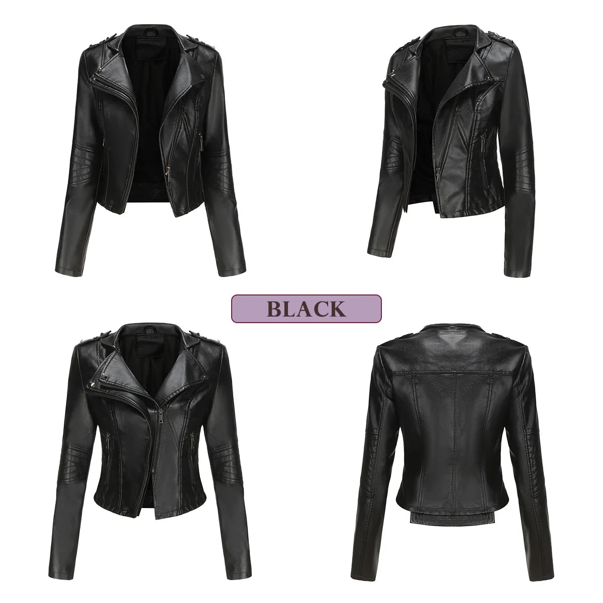 Faux Leather Jackets - Faux Leather Biker Urban Rider Moto Jacket