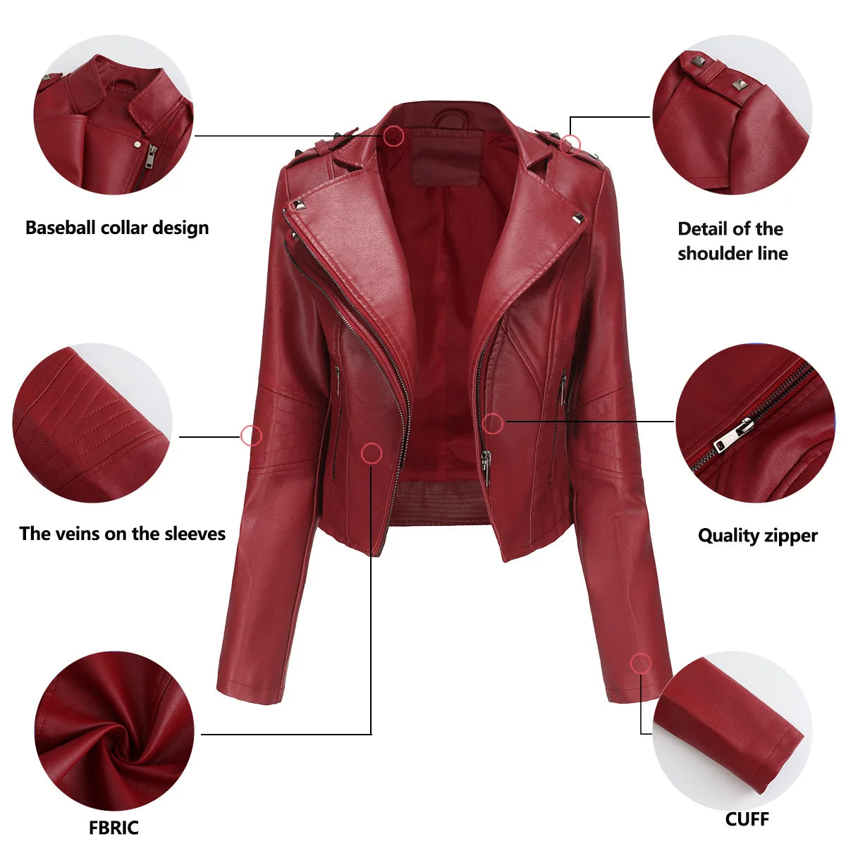 Faux Leather Jackets - Faux Leather Biker Urban Rider Moto Jacket