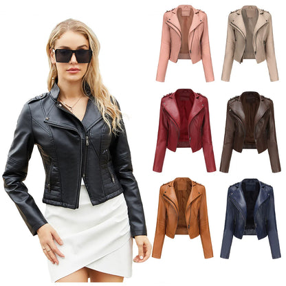 Faux Leather Jackets - Faux Leather Biker Urban Rider Moto Jacket