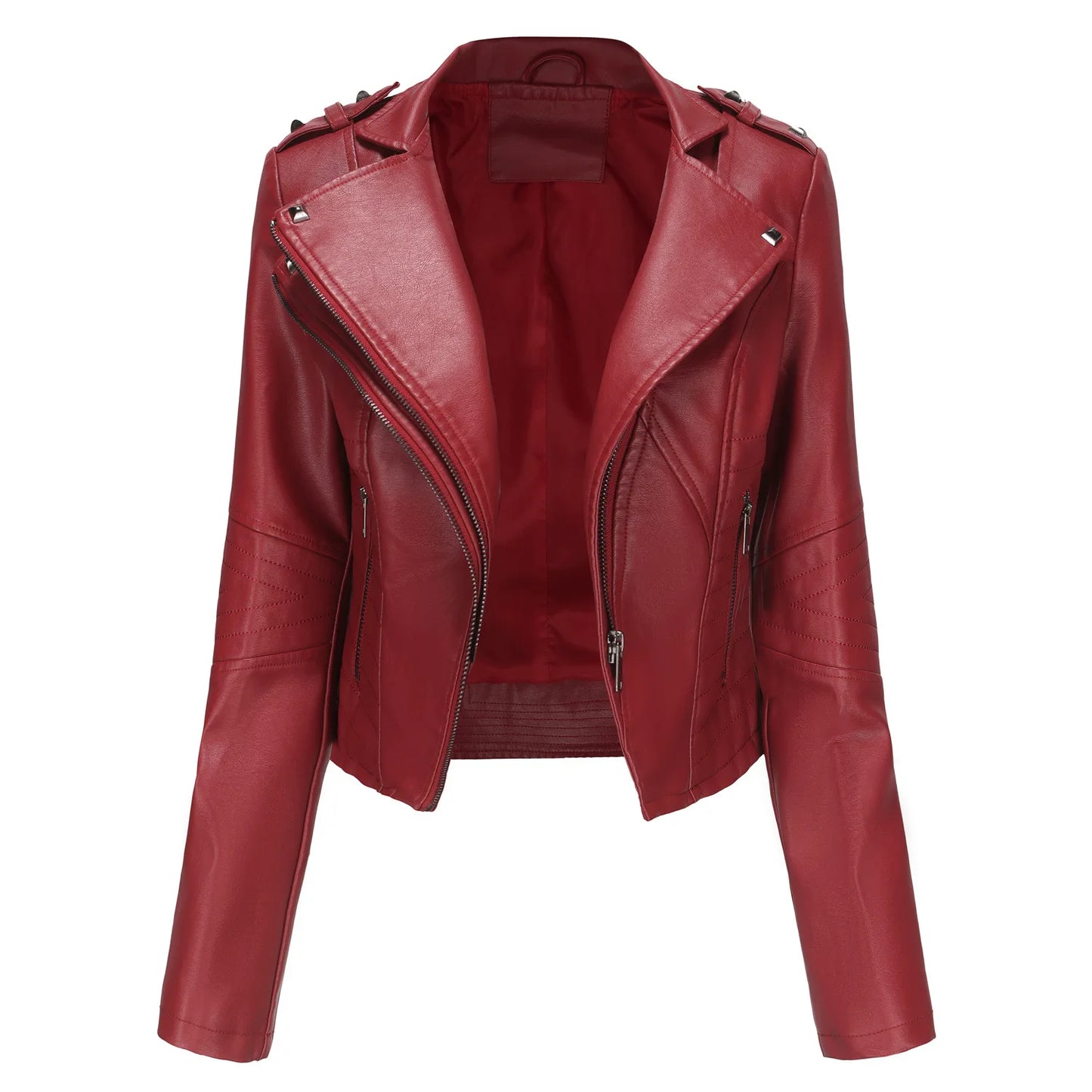 Faux Leather Jackets - Faux Leather Biker Urban Rider Moto Jacket