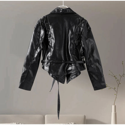 Faux Leather Jackets - Faux Leather Jacket with Teddy Fur Lined