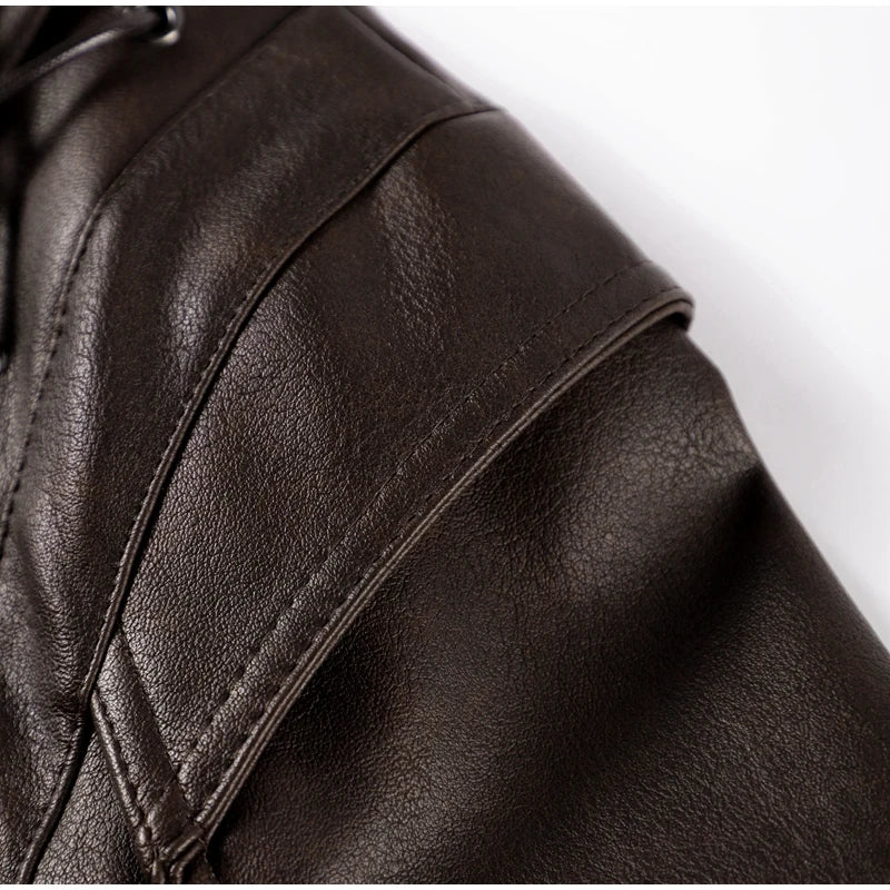 Faux Leather Jackets - Faux Leather Jacket with Teddy Fur Lined