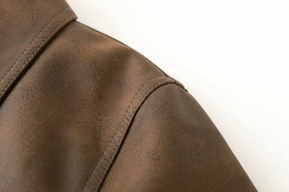 Faux Leather Jackets - Suede-Feel Faux Leather Jacket