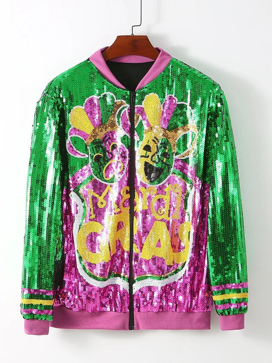 Festive Jackets - Women's Colorful Mardi Gras Twins Carnival Jacket