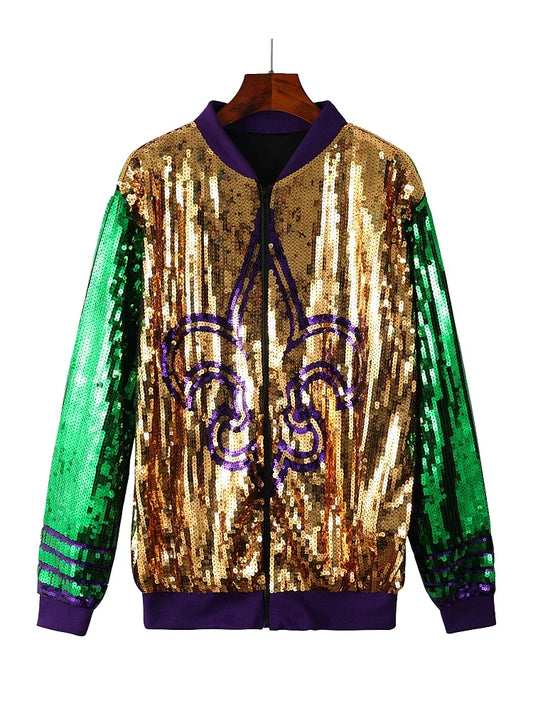 Festive Jackets - Women’s Mardi Gras Aviator Jacket