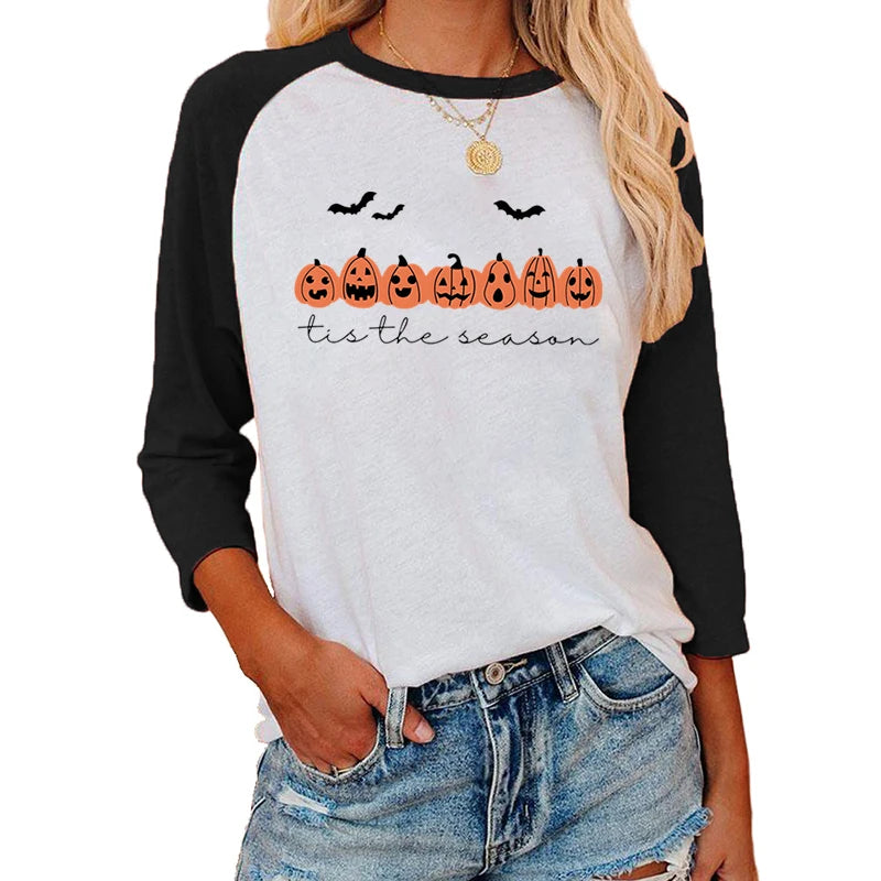 Festive Printed Shirts - Trick-or-Treat Trove Raglan T-Shirt