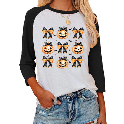 Festive Printed Shirts - Trick-or-Treat Trove Raglan T-Shirt