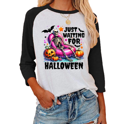 Festive Printed Shirts - Trick-or-Treat Trove Raglan T-Shirt