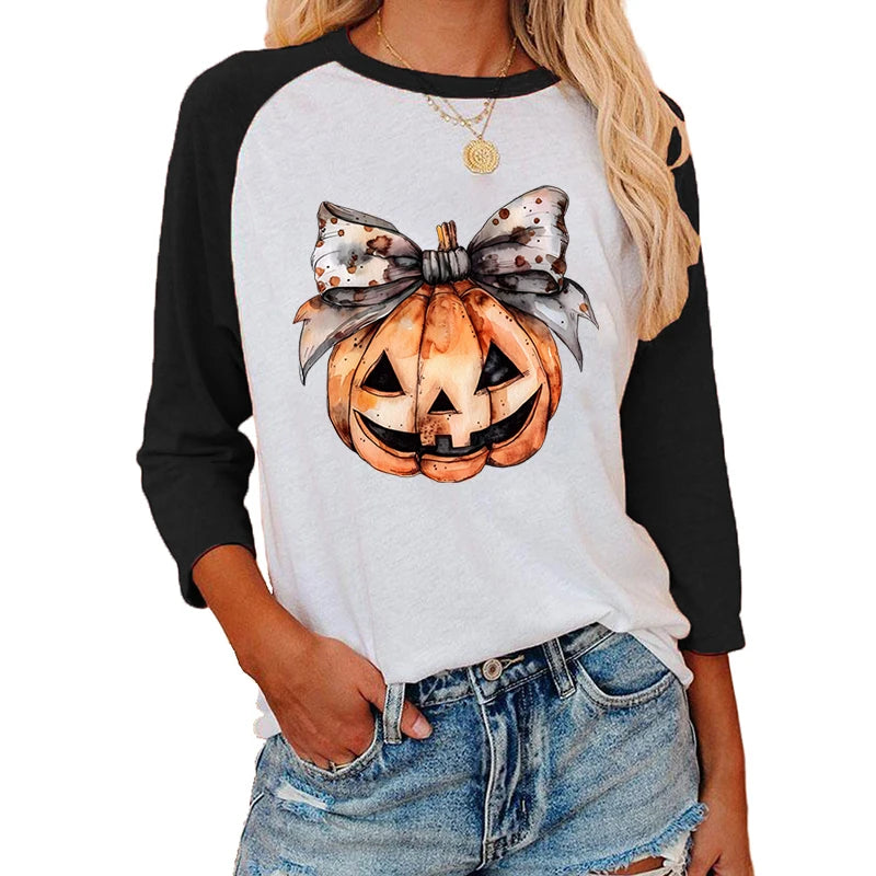 Festive Printed Shirts - Trick-or-Treat Trove Raglan T-Shirt