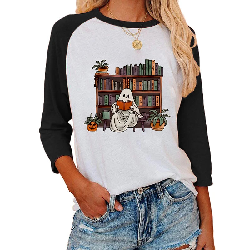 Festive Printed Shirts - Trick-or-Treat Trove Raglan T-Shirt