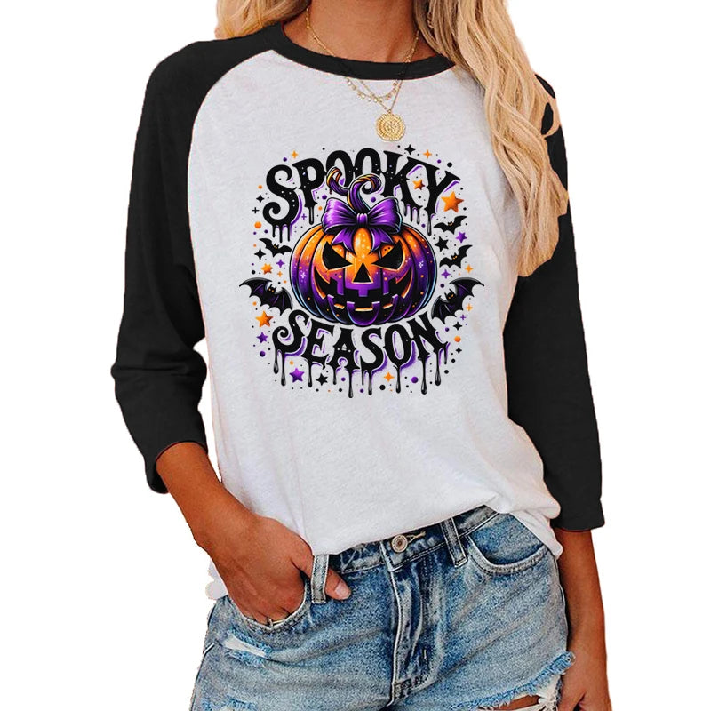 Festive Printed Shirts - Trick-or-Treat Trove Raglan T-Shirt