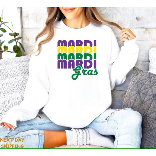 Festive Pullover Sweatshirts - Women's Carnival Theme Sweater - Mardi Gras Fashion