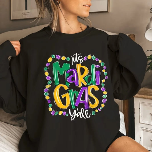 Festive Pullover Sweatshirts - Women's Mardi Gras Festive Pullover