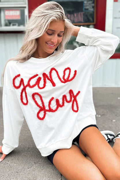 Festive Tee Pullovers - Relaxed White Game Day Top