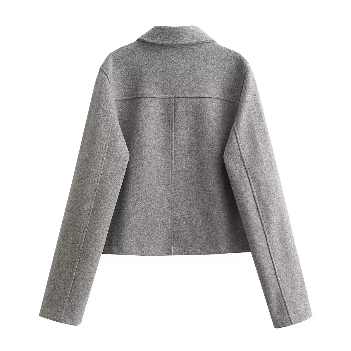 Flap Jackets- Fall Essential Cropped Wool-Blend Jacket- - Pekosa Women Fashion