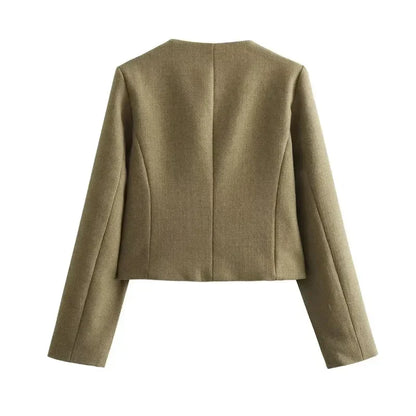 Flap Jackets- Women Boxed Fit Flap Jacket with Gold Buttons- - Pekosa Women Fashion