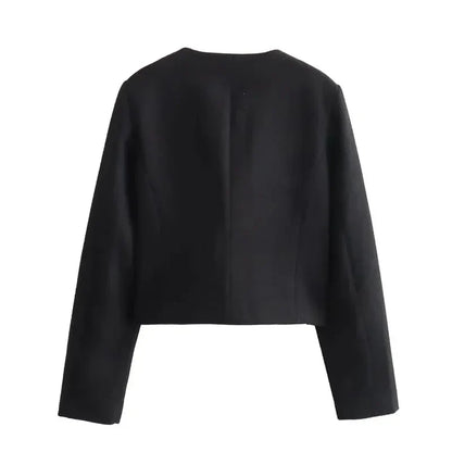 Flap Jackets- Women Boxed Fit Flap Jacket with Gold Buttons- - Pekosa Women Fashion