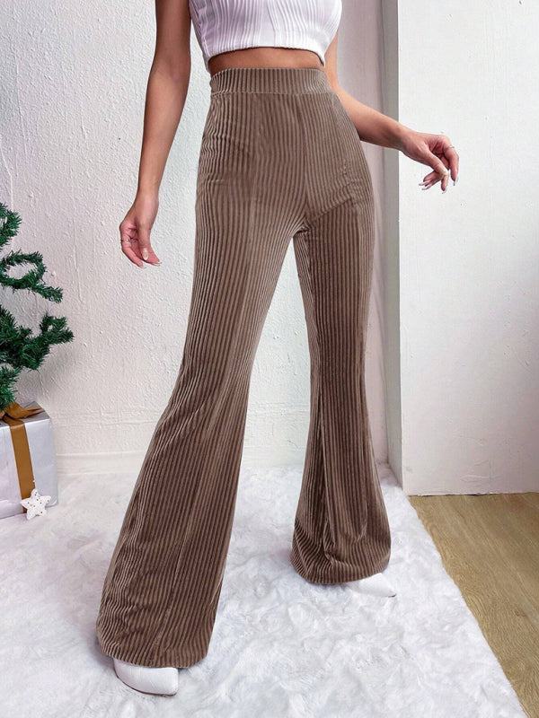 Flared Pants - Corduroy Flared Pants for Women