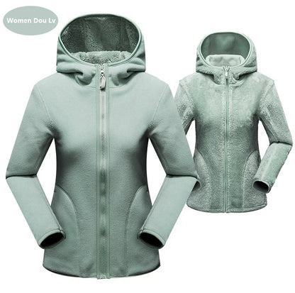 Fleece Hoodies - Dual Fleece Hoodie Unisex Reversible Jacket