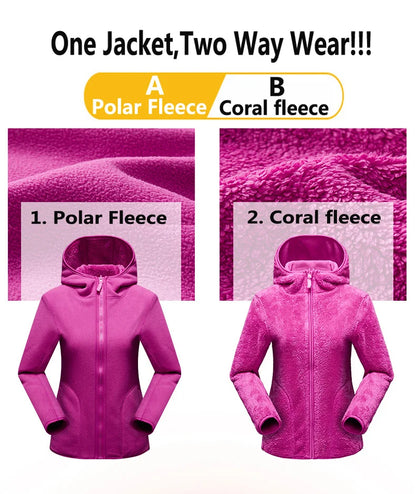 Fleece Hoodies - Dual Fleece Hoodie Unisex Reversible Jacket